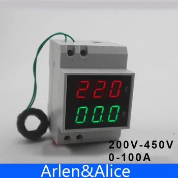 Șină Din display LED Tensiune și curent metru cu extra CT Transformatoare de Curent voltmetru ampermetru gama AC 200-450V 0.1-99.9 O