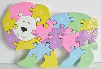 1 buc copii copii puzzle din Lemn animale de vacă, câine, cal, sarpe puzzle cu numere, litere de colorat jucărie de învățământ
