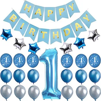 1 băiat Ziua de nastere Decoratiuni,Prima Aniversare a Copilului Decoratiuni Albastre Numărul Unu Baloane,decor Frumos kit pentru meu de 1 de naștere