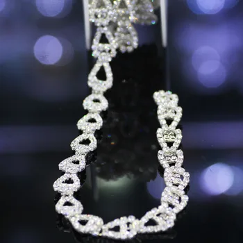 1 yard Bun de Cristal Clar de Inimă de Sticlă, Stras Lanț de Cupa de Argint de Bază Rochie Decor Ornamental Aplicatiile Pentru Rochie de Mireasa