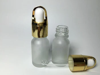 100 buc 10ml Glazura de sticle de uleiuri esentiale, acid hialuronic sticla de sticla dropper aur șurub capac de ingrijire a pielii sticle goale