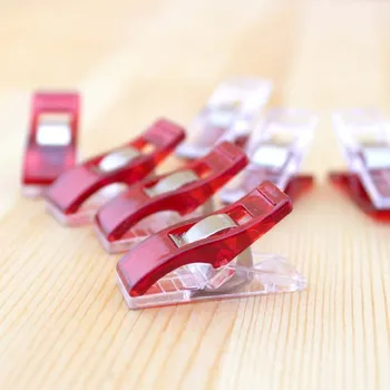 100 buc/lot Roșu PVC Cleme din Plastic Pentru Cusut Mozaic Meserii DIY Quilt Quilting Clip de Trifoi i de Mirare Clip 2.7*1 CM