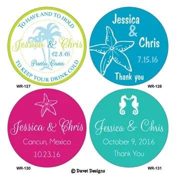 100 de bucăți de Nunta Personalizate Etichete Autocolante Sea Shell Beach Clasic Rotund Autocolant,Personalizate cu Numele și Data, Etichete sau Tag-uri