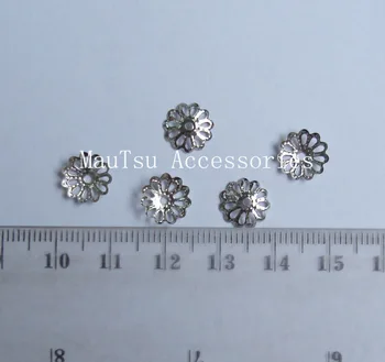 1000PCS finisaj argintiu de 9 mm de floare filigran Margele de Metal Capace conectori pentru Bijuterii DIY constatare,en-gros