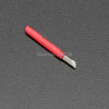 100buc 19R roșu tatuaj ace de exploatație ceață oblic rundei a 19-ac microblading curbat semi permanente manual lama pen
