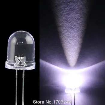 100buc/lot Ultra Luminos 10mm Rotund alb lumina LED diode apa limpede dip led kit