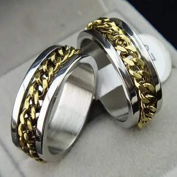 10buc 316L din Oțel Inoxidabil de Argint Lanț de Aur Spinner Ring pentru Bărbați-Moda pentru Bărbați Bijuterii Petrecere Bijuterii Cadou J030