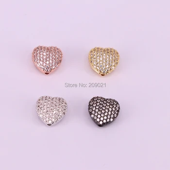 10buc Culoarea Mixt, Micro Pave Cubic Zirconia Inima Margele Pentru Femei Brățară DIY Moda Bijuterii