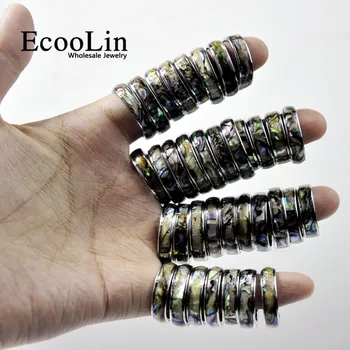 10buc EcooLin Brand de Moda Naturale Scoici Abalone Shell 316L din Oțel Inoxidabil Inele Pentru Femei Bijuterii o Mulțime Vrac LR4029