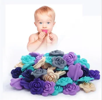 10buc Flori Silicon Bijuterii Margele Pandantiv pentru Mama Copii Dentiție Teather BPA Gratuit Jucărie pentru Copii Bijuterii de Luare 40mm