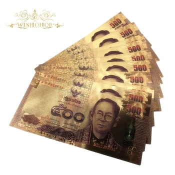 10buc/lot 24K Culoare Thailanda 500 Baht Folie de Aur a Bancnotelor Duble Partea de Imprimare, Bancnote în Valută Bani de Hârtie Pentru Colectarea