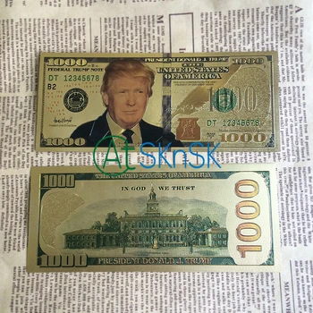 10buc/lot Donald Trump Dolar de Aur a Bancnotelor Set Placat cu Aur de 24k 1000 USD Bancnote foita de Aur de Lege