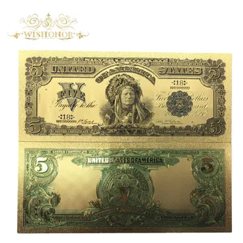 10buc/multe Cadouri de Afaceri American 1899 Anul Aur Bancnota de 5 Dolari SUA Notă de Aur Bill Folie de Culoare Bancnote Pentru Casa de Meserii