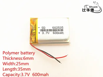 10buc transport Gratuit 3.7 V 600mAh 602535 baterie Reîncărcabilă li-Polimer Baterie Li-ion Pentru căști tahograf mp3 mp4