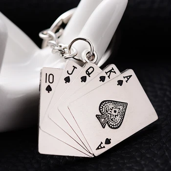 10BUC Înaltă Calitate de Metal Poker Styling brelocuri Inele Titularul de Personalitate Breloc Cheie finder Creatoare de Bijuterii en-gros J017