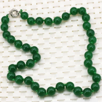 10mm verde Malaezia jades naturale piatra calcedonie rotund colier margele lanț pentru femei cu margele colier bijuterii de 18inch B3202