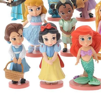 11 Buc/Set Disney Princess Alba ca Zapada, Rapunzel, Ariel PVC Cifrele de Acțiune de Desene animate Drăguț Prințesă Sirenă Jucarii Modele Fete Cadouri