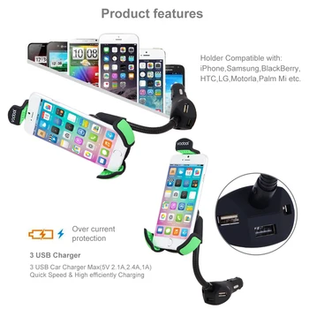 12-24v Auto Suport de Telefon Bricheta suport 3 Port USB de Încărcare Încărcător de Montare Suport Pentru iPhone 4 5 6 plus/ Samsung