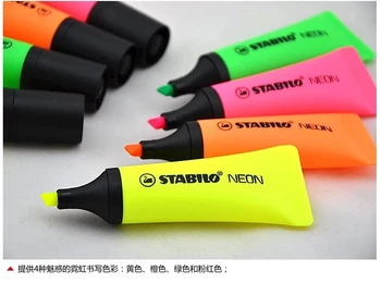 12 Piese STABILO neon evidențiere Pasta de dinti marker fluorescent oblic boligrafos Papetărie, rechizite de Birou