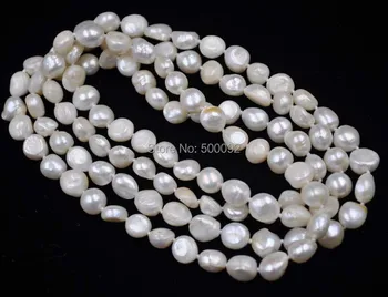 120cm alb 9-10mm Baroc, colier de perle de cultură de transport gratuit