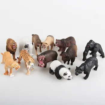 12BUC/set din Plastic Animale Zoo Figura Panda, Tigru Urangutan Oaie Lup Câini Jucărie pentru Copii Animal Minunat Set Jucarii Cadou Pentru Copii