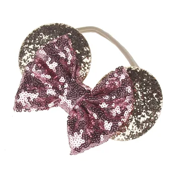 12PC fierbinte vinde Sequin Bowknot Arcuri Mouse Ureche Stil bentita Nailon Bentita Pentru fete Nou-născut accesorii