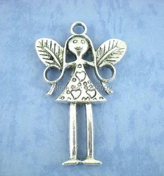 12Pcs Sunet de Argint Fairy Angel Fata Metal Farmece Pandantive Bijuterii a Face Constatări 56x37mm