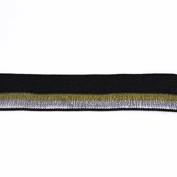 19mm Întindere Elastic Negru Aur Chingi Poliester Panglică Bandă Band Centura Aplicatiile de Cusut Consumabile pentru Pânză Curea 40yd/T1178