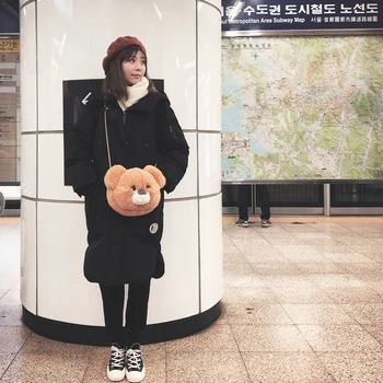 1buc Drăguț urs de pluș sac Japonia și Coreea de Sud de desene animate de pluș drăguț lanț de umăr geanta Messenger