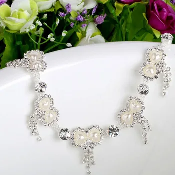 1Yard Coase Pe Pearl Diamond Stras Lanț Tassel Trim Pietre de Cristal de Tundere Pentru Nunta Accesorii
