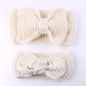 2 buc/set Mama si Copilul de Potrivire Manual Knit Headband cu Fundiță Femei Bentita pentru Sugari Copii Croșetat benzile de Păr Cald Accesorii de Par