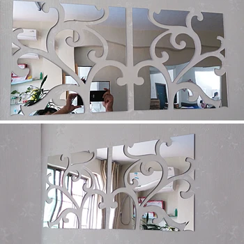 2016 fierbinte real diy autocolante de perete vânzare suprafață oglindă decor acasă încă de viață 3d autocolant de perete moderne de acril oglindă promovare