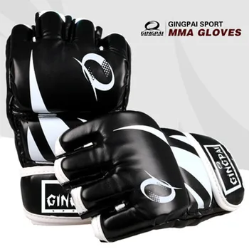 2016 MMA mănuși din piele PU stantare mănuși negre de culoare Roșie adult de sex masculin de luptă mănuși de box luva de mma de formare sport mănuși