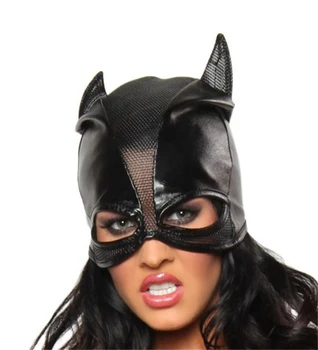 2016 Moda Negru Mesh Mozaic Din Piele De Brevet Masca Batman Măști CatWoman Fata De Animale Costume Tematice