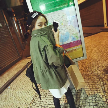 2017 Femei Supradimensionat Armata Verde Sacou Stil Militar Epoleti Impodobita Noua Moda Coreeană Vrac Se Potrivi