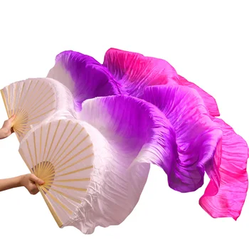2017 Feminin lucrate Manual de Înaltă Calitate de Mătase din China Voaluri de Fani ai Dansului 1 Pereche de Burtă de Dans Fanii Ieftine Fot Vânzare Alb +Violet + Roz