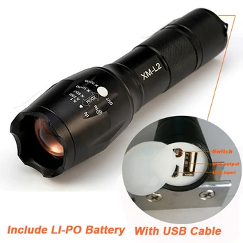 2017 mai Nou USB, Lanterna 8000 De Lumeni X900 Lanterna LED CREE XM-L2 Lanterna cu Zoom Flash de Lumină Lampă de Iluminat Pentru Incarcator USB