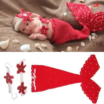 2017 mica Sirenă Drăguț nou-născut recuzită fotografie kintting copil pălărie cald iarna pentru copii costum fotografie capota enfant moda