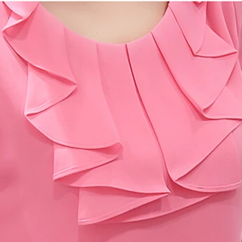 2017 Moda de Vara Bluza Tricouri Scurte Mâneci Șifon Bluza Munca de Birou Purta Combinezon Femme Femei Topuri plus Dimensiune 3XL 861C