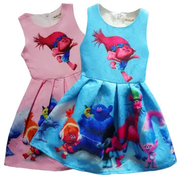 2017 moda,vara fetita desene animate rochie fata Troli haine pentru copii,copii Troli Bobby rochii de printesa hainele fetei