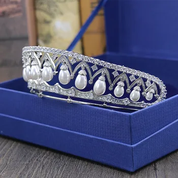 2017 New Sosire Uimitoare Clar Cubic Zircon Perle de Nunta Tiara CZ de Mireasa Regina Printesa Concurs de Petrecere Regală Coroana