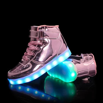 2017 nou fată băiat de 7-culoare LED-uri de mare pentru a ajuta copiii lumina puternica cu LED-uri luminoase plate pantofi casual, pantofi mărimea 25-40