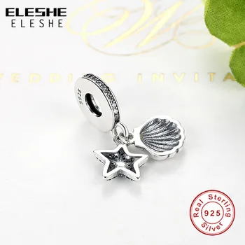 2017 Original se Potrivesc ELESHE Farmecul Brățară Argint 925 steaua de mare & Sea Shell Farmec Legăna Autentic Bijuterii DIY Cadou