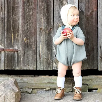 2017 Primăvară Uri Drăguț Fierbinte Tricotate Complet Maneca Baby Body din Bumbac pentru Copii Elegant Fată Pulover, Costume copii salopeta copil