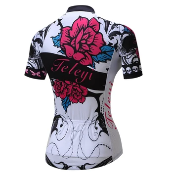 2017 TELEYI Biciclete MTB Jersey pentru Femei Pro Cycling Clothing cu Maneci Scurte cu Bicicleta Tricouri Top Fete Purta Tricou de Flori de biciclete Sacou