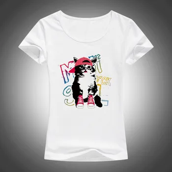 2017 vara Noi de Moda pentru Femei tricou Maneca Scurta Cat Imprimate t-shirt Casual Tricouri Strada Topuri F74