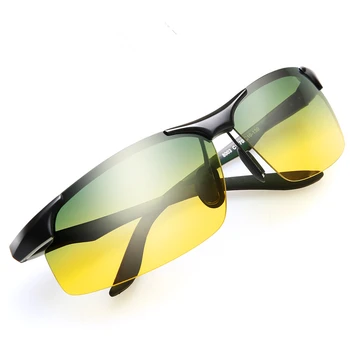 2017 vânzare fierbinte bărbați polarizare de aluminiu din aliaj de magneziu anti-uv HD ochelari de soare, zi și noapte de conducere ochelari sport viziune de noapte