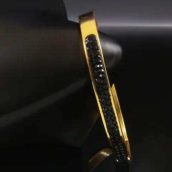 2018 Aur de Lux din Oțel Inoxidabil de Culoare bratara Pentru Femei Cu Cristal Negru Bantă brățară Brățară Bijuterii armbanden voor vrouwe