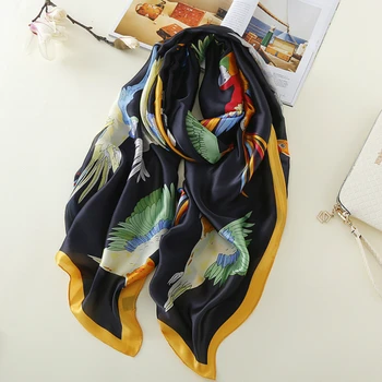 2018 brand de lux eșarfă de mătase de imprimare vara șaluri și împachetări calitate netedă și moale femei eșarfe echarpe pashmina foulard