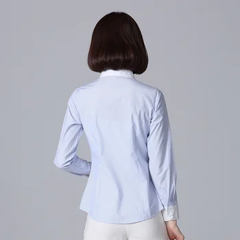 2018 Doamnelor Bluza din Bumbac Tricou Femei Topuri Ocupație Tricou Femei Guler de Turn-down Formale Camasi Elegante cu Maneca Lunga Bluze